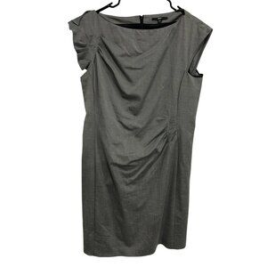 Hugo Boss Gray Cap Sleeve Sheath Dress Virgin Wool Blend Sz 8